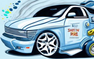 A car with shiny tires and trim