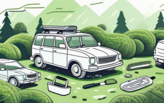 A car parked on a grassy area with patches of moss on its surface