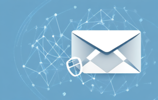A computer screen showing an encrypted email symbol being unlocked with a digital key