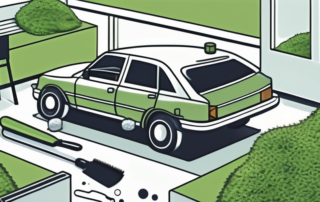 A car partially covered in moss