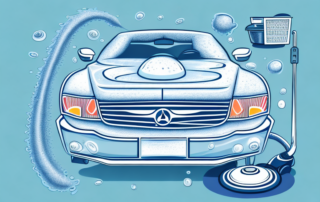 Various car detailing tools such as a vacuum cleaner