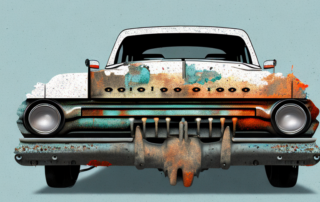 An old car with faded paint