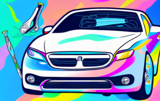 A car in the process of being wrapped in a glossy