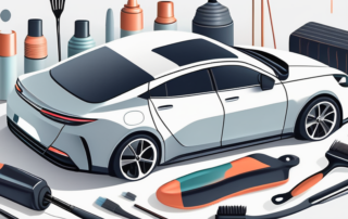 A matte-painted car with a visible glossy sealant being applied on its surface