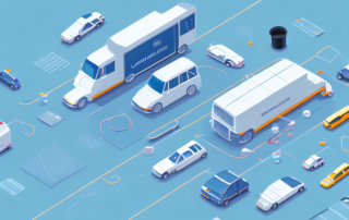 A university campus with a parked car