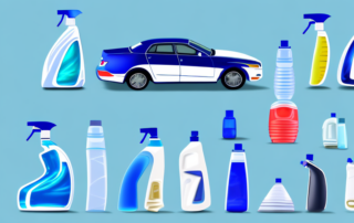 A collection of glass cleaner bottles next to a shiny