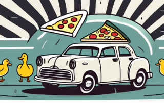 A car adorned with various humorous stickers