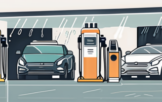 Several different types of vehicles at a car wash station