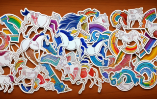 A variety of colorful and unique stickers with horse-themed designs