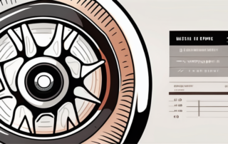 A car tire with a pressure gauge attached to it