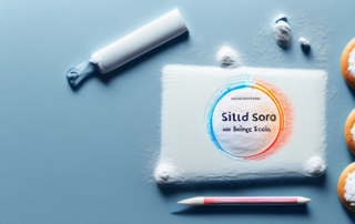 A scratched display screen next to a small pile of baking soda