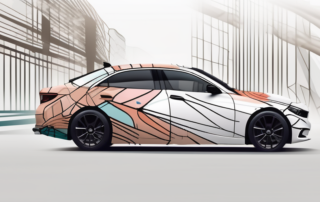A car partially wrapped in a creative