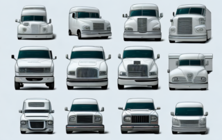 A variety of vehicles like a van