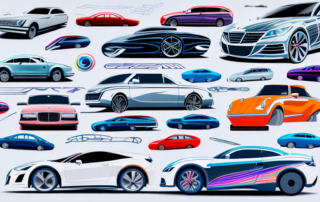 A variety of cars with different unique and creative design foils