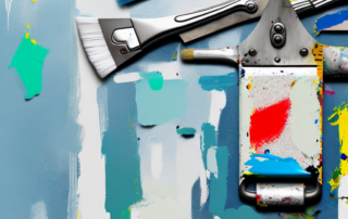 A door with patches of removed paint