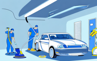 An interior of a car being cleaned