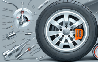 A hankook tire with a pressure gauge attached to it