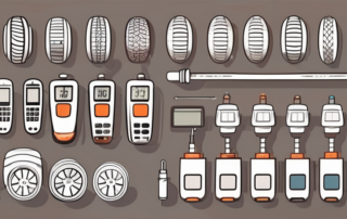 A digital calculator with a tire pressure gauge