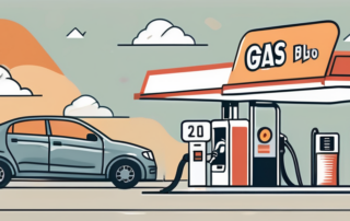 A car tire being filled with air at a gas station