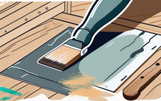 A wooden surface with patches of paint being removed