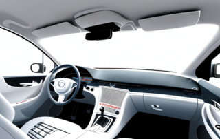 An interior of a car highlighting the plastic areas with subtle scratches