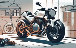 A motorcycle being wrapped in a protective foil