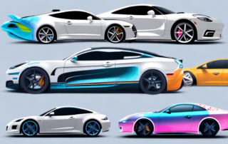 A variety of cars showcasing different and creative partial wrap designs