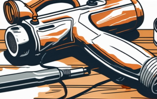 A heat gun aimed at a wooden surface with peeling paint