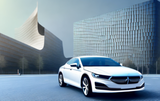 A sleek car with a glossy