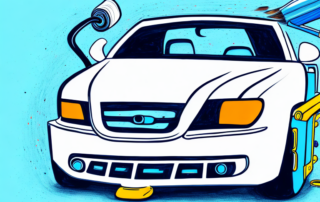 A car being painted with a roller brush