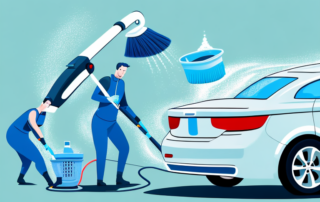 A car being washed at home in a niedersachsen landscape