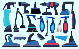 Various car cleaning tools like a vacuum cleaner