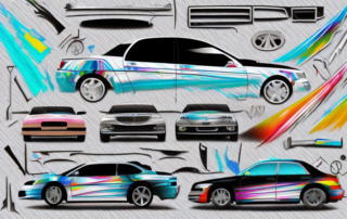 Various types of car wrap films in different colors and textures