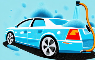 A car being washed on a street