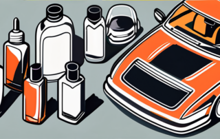 Several types of car polishers arranged neatly beside a shiny