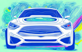 A car being wrapped in vibrant