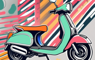 A scooter with various sections marked
