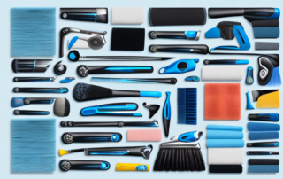 An ultimate car cleaning kit with various tools such as brushes