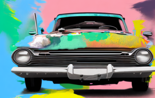 A car in the process of being repainted