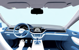 A variety of car interior details such as a dashboard