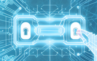 Two identical keys unlocking a coded digital lock on a computer screen