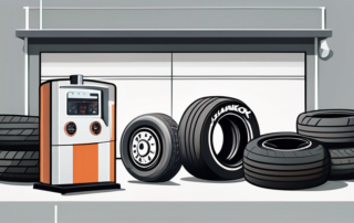 A variety of hankook tires with a pressure gauge