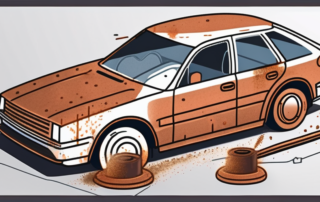 A car with visible rust patches on the body