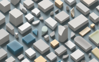 Various types of polishing sponges with different textures and shapes