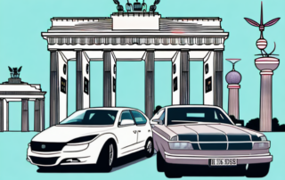 A variety of vehicles with different types of foil finishes parked in iconic locations around berlin