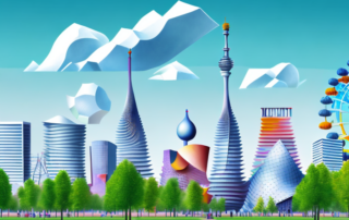 A vibrant selection of slides in a park setting