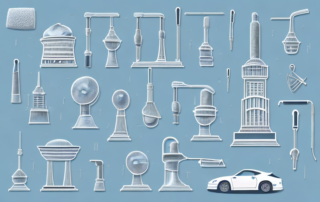 A variety of car care tools like a washing mitt