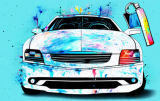 A car half covered in paint