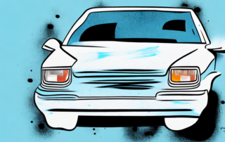 A car door with visible scratches and chips in the paint