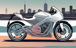 A motorcycle being wrapped in a glossy film